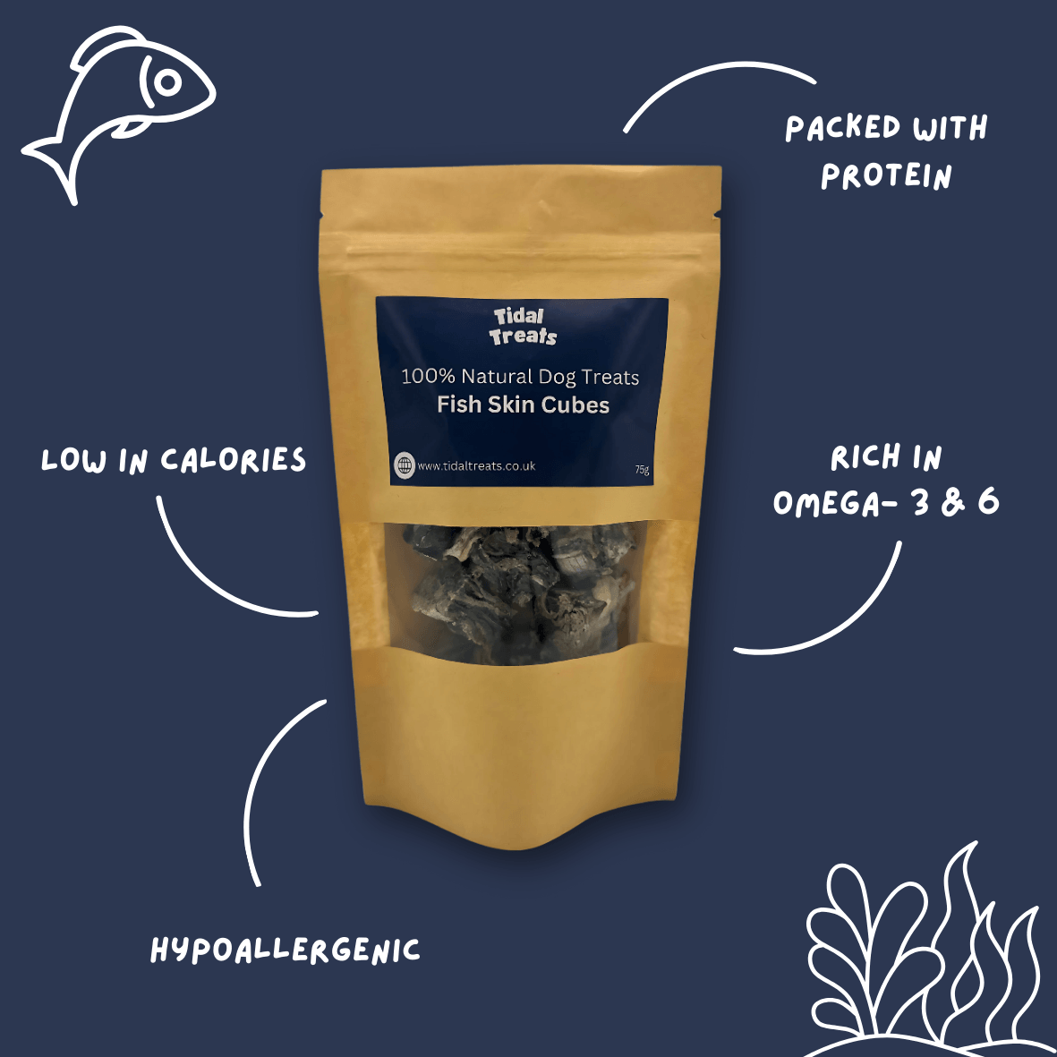 fish skin dog treats cubes - tidaltreats