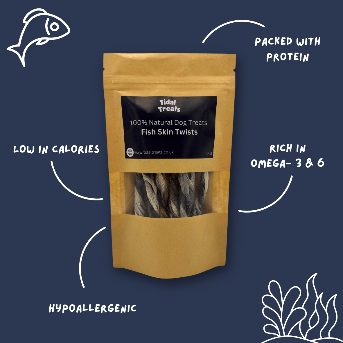 Fish skin twists - 60g - Tidal Treats - 