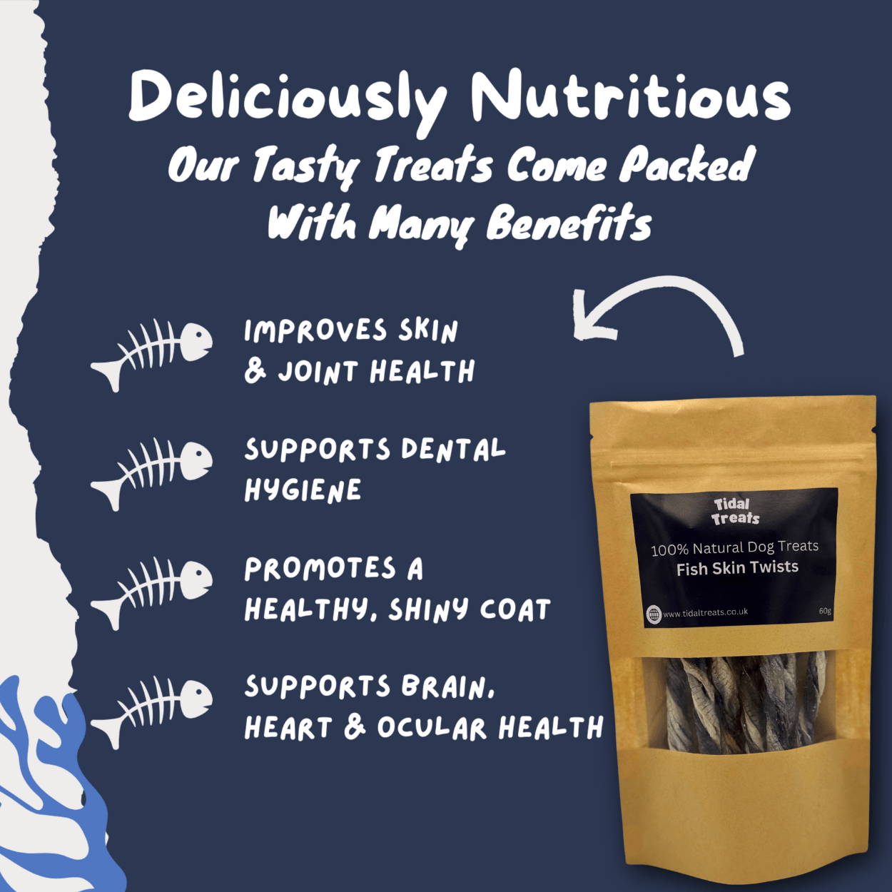 Fish skin twists - 60g - Tidal Treats - 